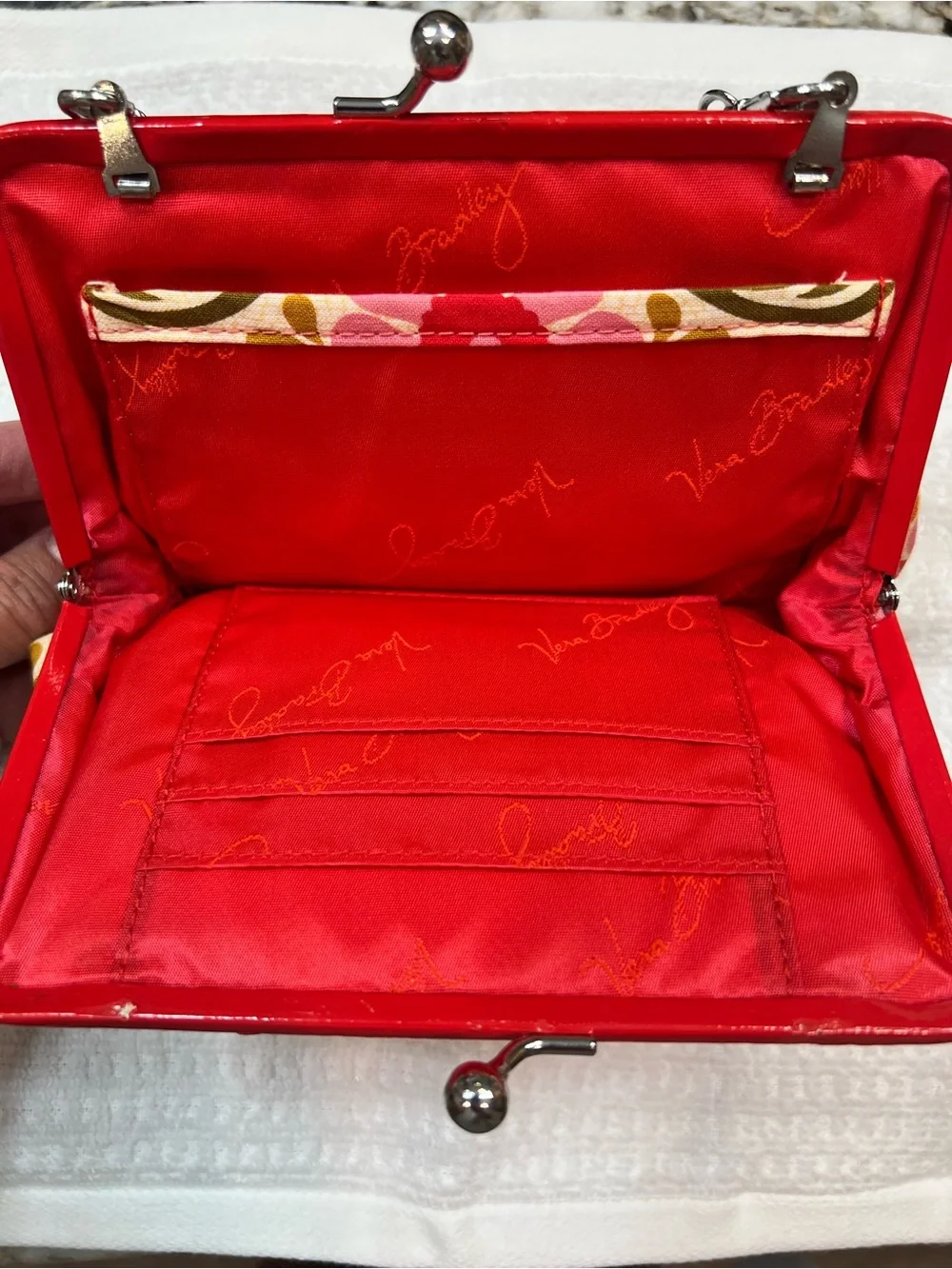 Vtg Vera Bradley Coin Purse Handbag Clutch Wallet Removable Chain Handle